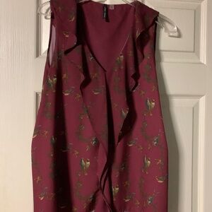 Floral Burgundy Sleeveless Top